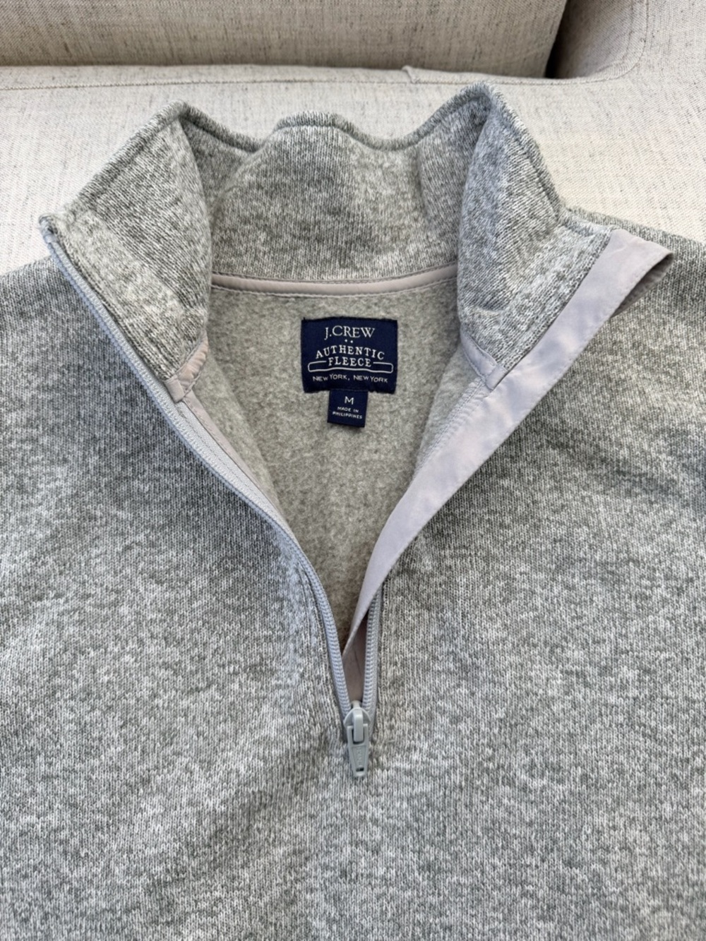 J. Crew Men's Gray Quarter-Zip Fleece Sweater